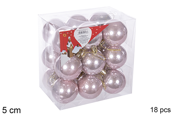 Pack 18 boules or rose brillantes 5 cm