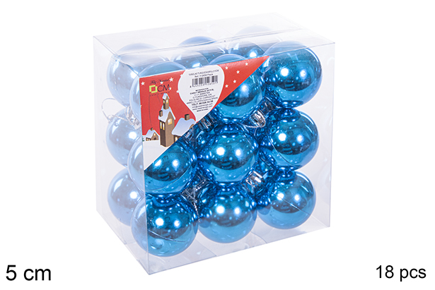 Pack 18 bolas turquesa brillo 5 cm