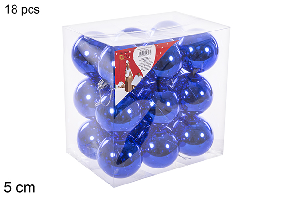 Pack 18 bolas azul brillo 5 cm