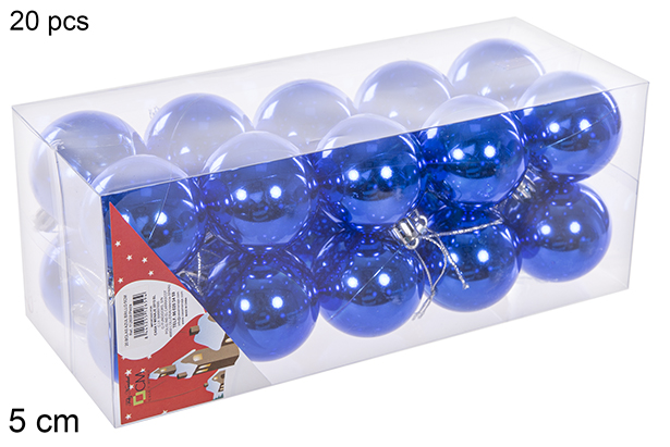 Pack 20 shiny blue bauble 5 cm