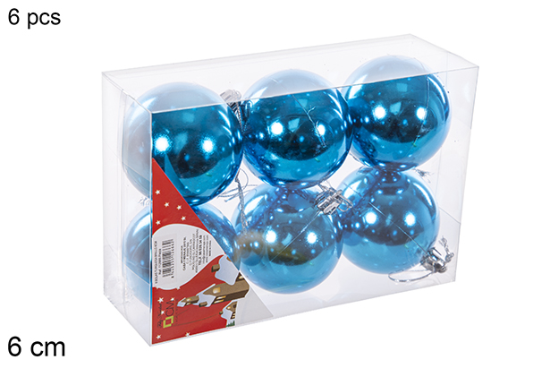Pack 6 palline turchese lucide 6 cm