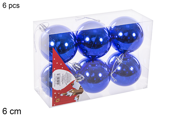 Pack 6 palline blu lucide 6 cm