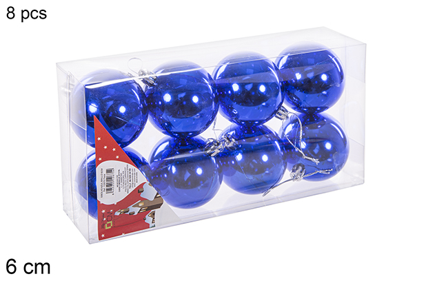Pack 8 palline blu lucide 6 cm