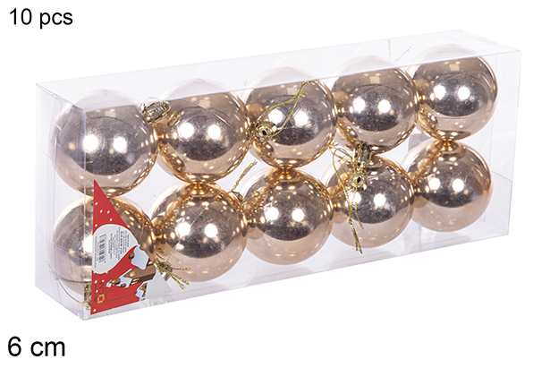 Pack 10 boules champagne brillantes 6 cm
