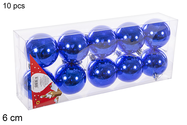 Pack 10 palline blu lucide 6 cm