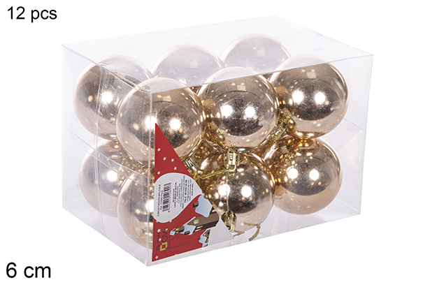 Pack 12 bolas champagne brillo 6 cm