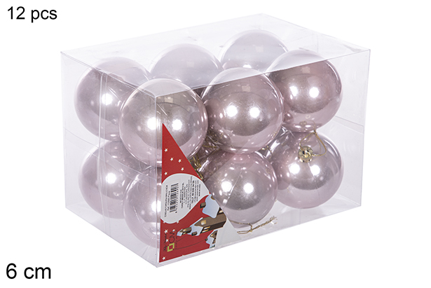 Pack 12 bolas ouro rosa brilhantes 6 cm
