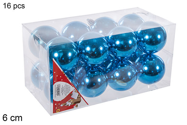 Pack 16 palline turchese lucide 6 cm