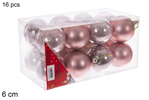 Pack 16 palline oro rosa lucide/opache 6 cm