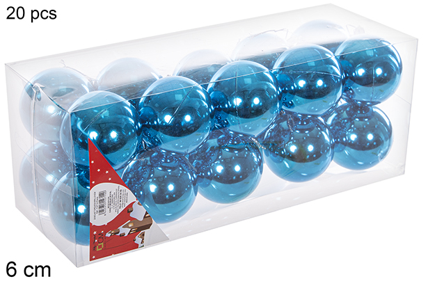 Pack 20 bolas turquesa brilhantes 6 cm