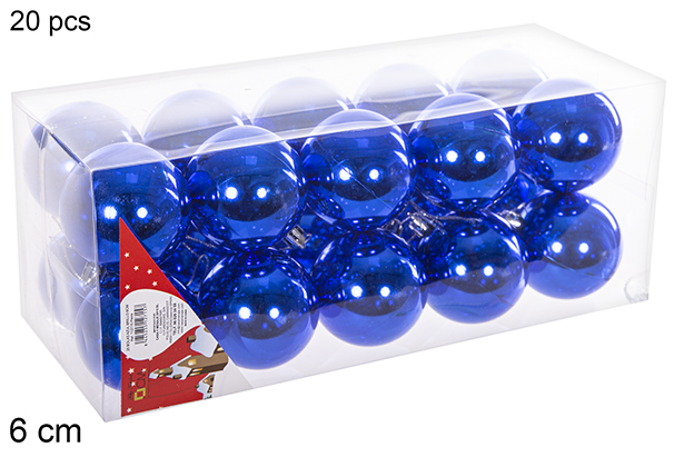 Pack 20 palline blu lucide 6 cm