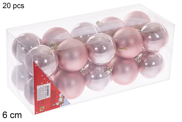 Pack 20 boules or rose brillantes/mates 6 cm 