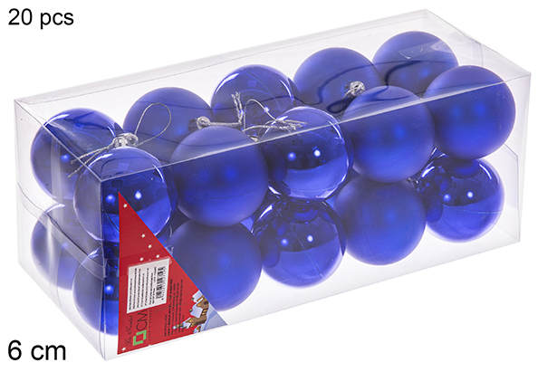 Pack 20 palline blu lucide/opache  6 cm