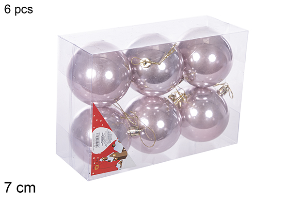 Pack 6 bolas oro rosa brillo 7 cm