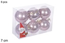 Pack 6 bolas ouro rosa brilhantes 7 cm