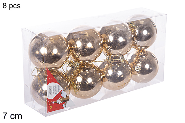 Pack 8 bolas champagne brillo 7 cm