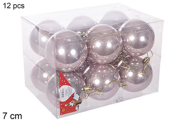Pack 12 palline oro rosa lucide 7 cm