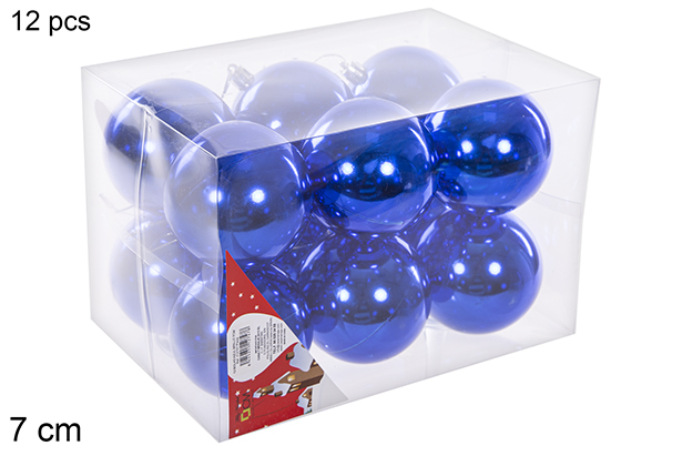 Pack 12 palline blu lucide 7 cm