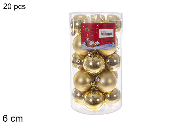 Pack 20 shiny/matte gold bauble cylinder 6 cm