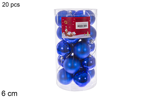 Pack 20 bolas azul brillo/mate cilindro 6 cm