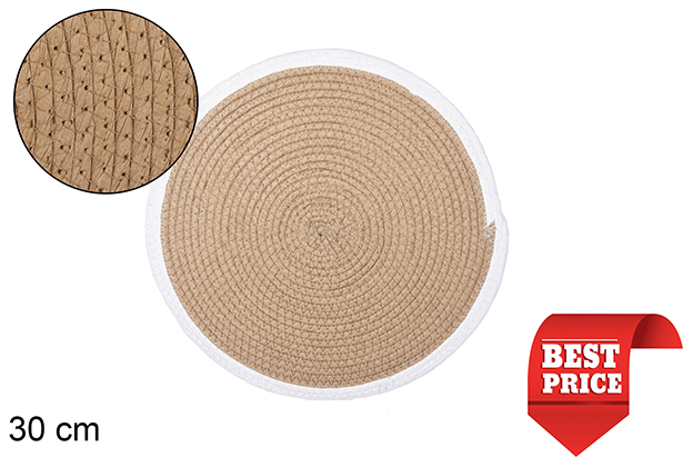 Salvamantel cuerda papel natural/blanco 30 cm