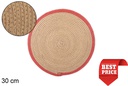 Dessous de plat en corde de papier naturel/rouge 30 cm