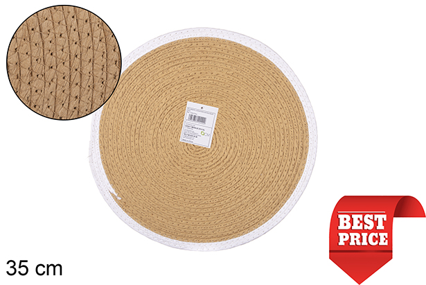Salvamantel cuerda papel natural/blanco 35 cm