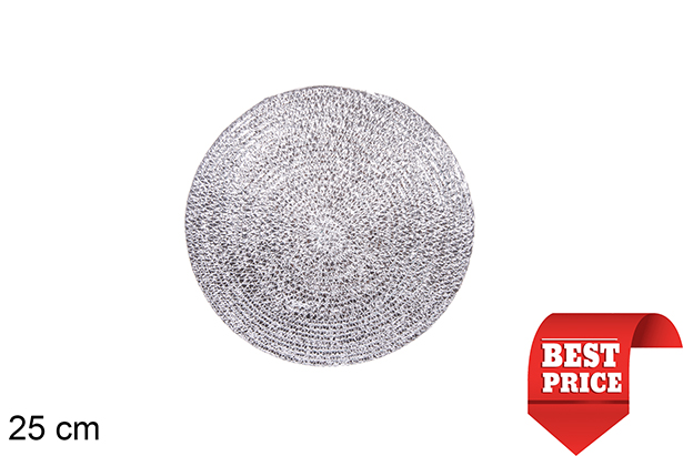 [114177] Dessous de plat en corde de papier argenté 25 cm
