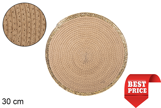Base de corda em papel natural/dourado 30 cm