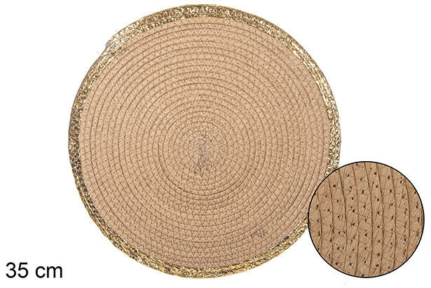 [114184] Dessous de plat en corde de papier naturel/doré 35 cm