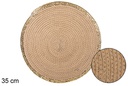 Dessous de plat en corde de papier naturel/doré 35 cm