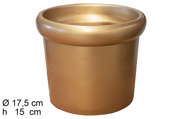 Golden cement planter with rim 17,5x15 cm