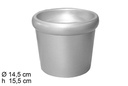 Silver cement planter with rim 14,5x15,5 cm