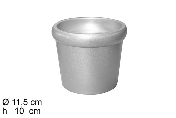 Vaso in cemento argento con bordo 11,5x10 cm