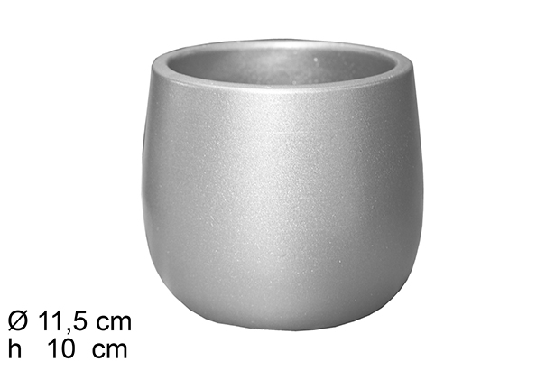 Fioriera curva in cemento argento 11,5x10 cm