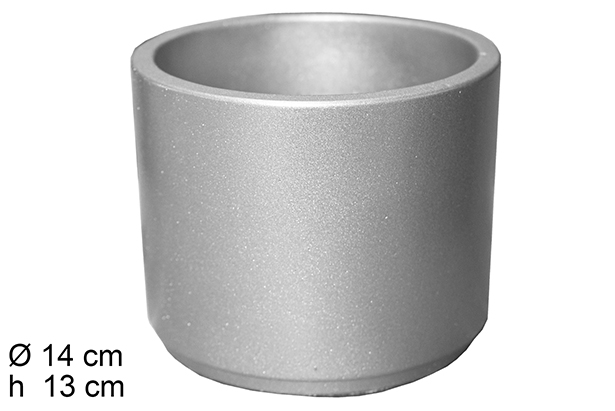 [113020] Macetero plata cemento cilíndrico 14x13 cm