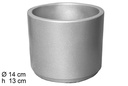 Cylindrical cement silver planter 14x13 cm