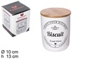 Barattolo da cucina in ceramica bianca con coperchio in bambù deco Biscuit