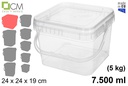 Envase plástico multiuso cuadrado bajo 7.500 ml (5 kg)