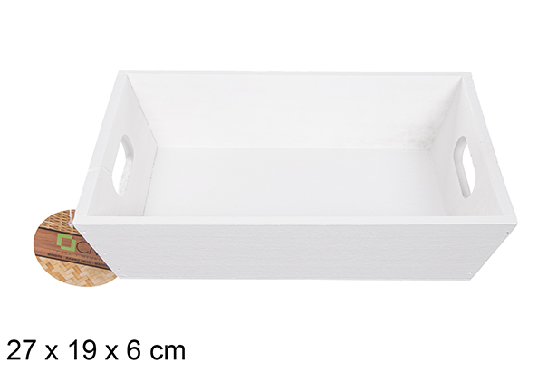 [111698] Scatola in legno bianco 27x19x6 cm