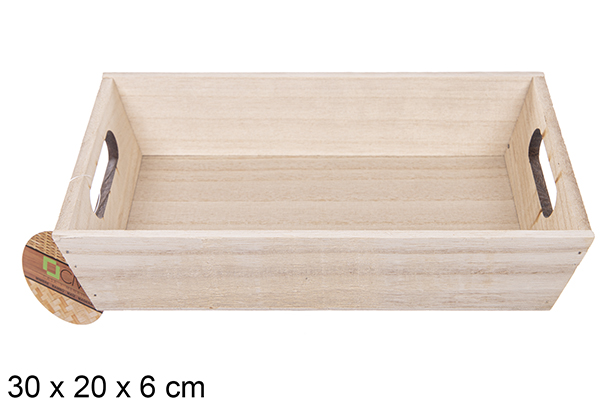 Caja madera natural 30x20x6 cm