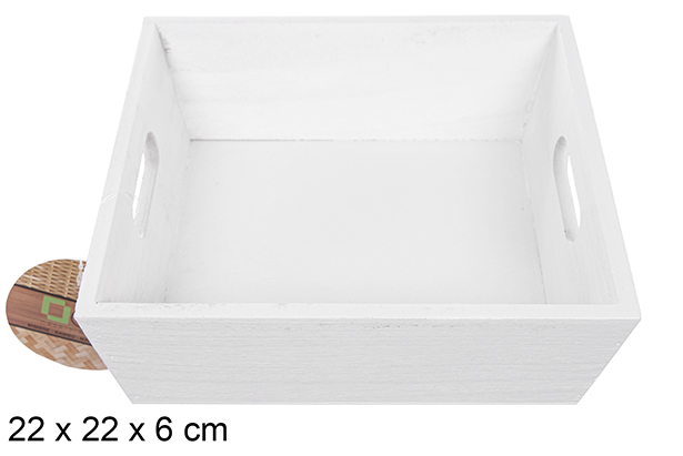Boîte en bois blanche 22x22x6 cm