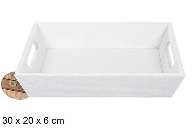 Boîte en bois blanche 30x20x6 cm