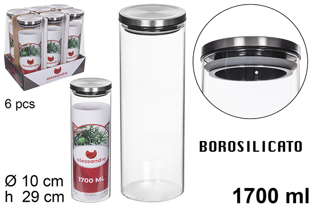 Barattolo in borosilicato coperchio acciaio 1.700 ml