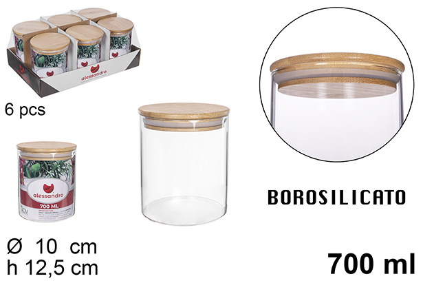 Borosilicate jar with bamboo lid 700 ml