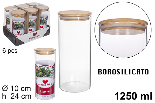 [112200] Bote borosilicato tapa bambú 1250 ml