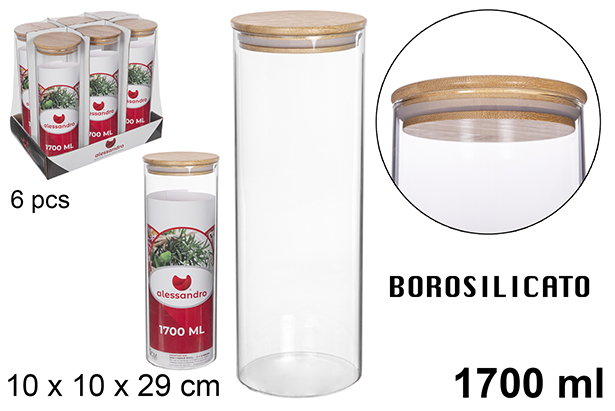 [112201] Frasco de borosilicato com tampa de bambu 1700 ml