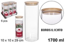 Borosilicate jar with bamboo lid 1700 ml