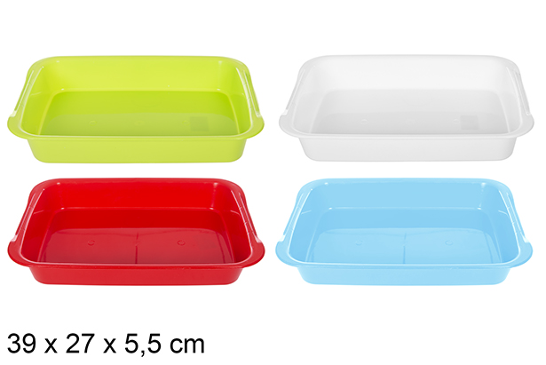 [114299] Rectangular plastic tray assorted colors 39x27 cm
