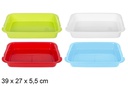 Rectangular plastic tray assorted colors 39x27 cm